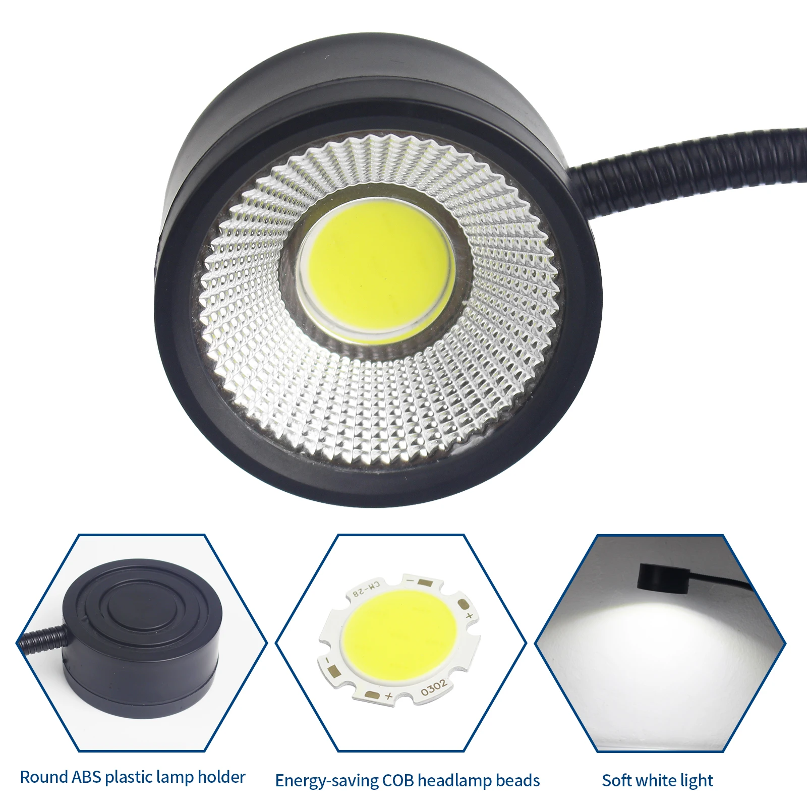 lampada led industrial para maquina de costura luz de trabalho flexivel 360 luzes industriais com base magnetica para bancada 01