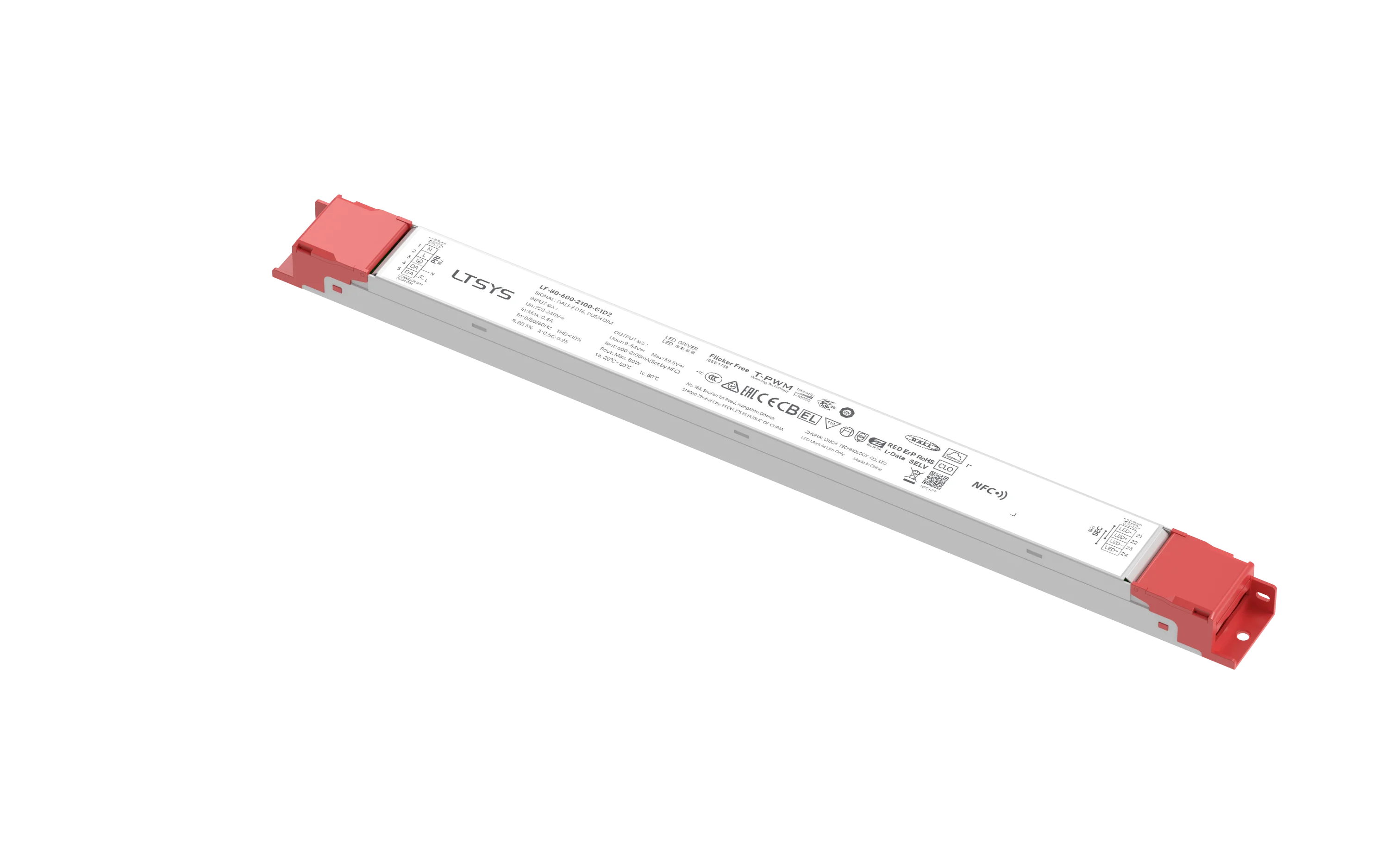 LTECH 80W NFC DALI LED-драйвер, 220-240В AC, ультра-глубокое затемнение, для освещения торговых помещений, LF-80-600-2100-G1D2