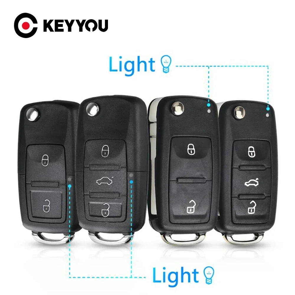 

KEYYOU NEW 1PCS For Skoda Octavia VW Volkswagen Golf Mk6 Tiguan Polo Passat CC SEAT 2/3/4 Buttons Car Key Case