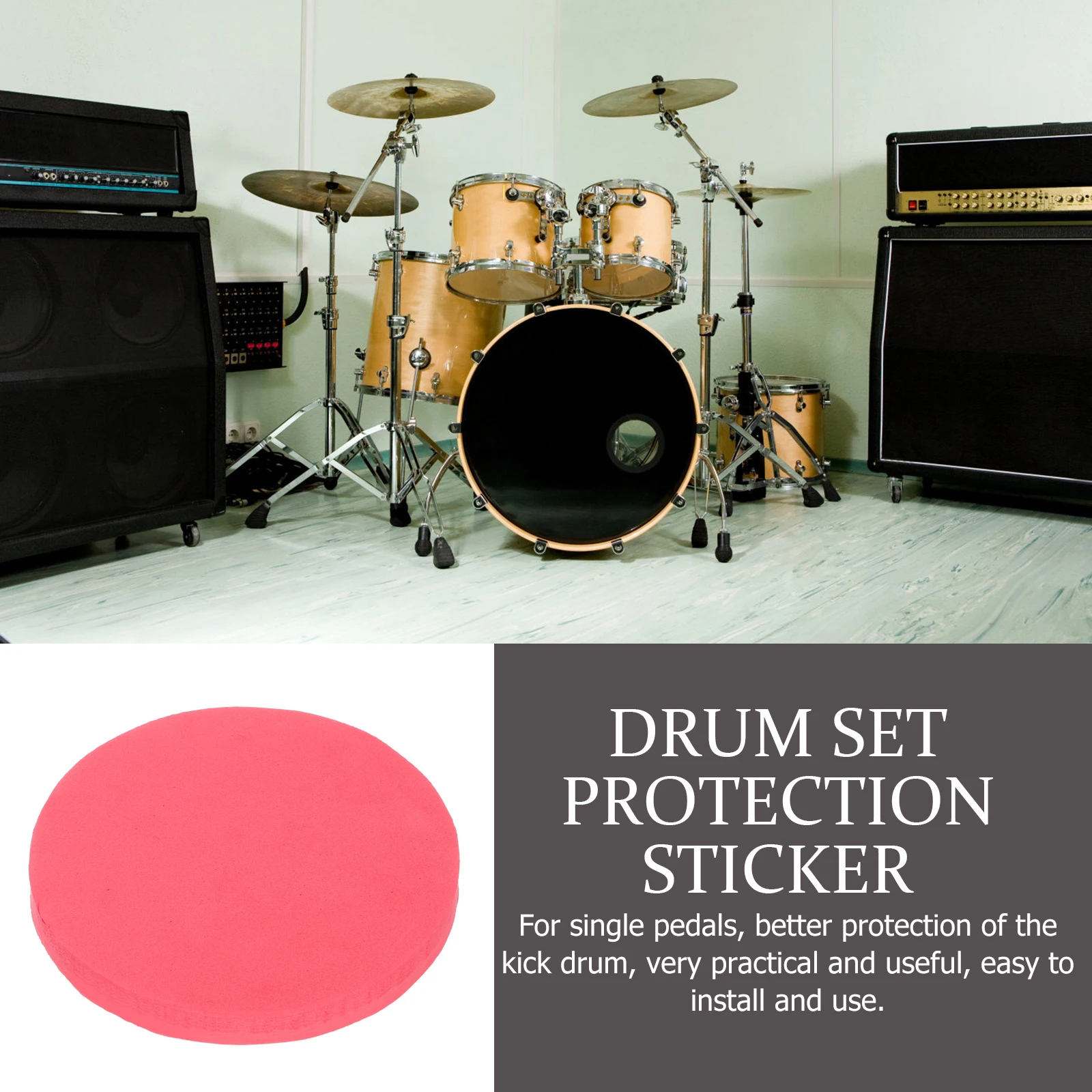 

2 Pcs Drum Protective Pad Stickers Percussion Patches Bass Pads Protection Mute