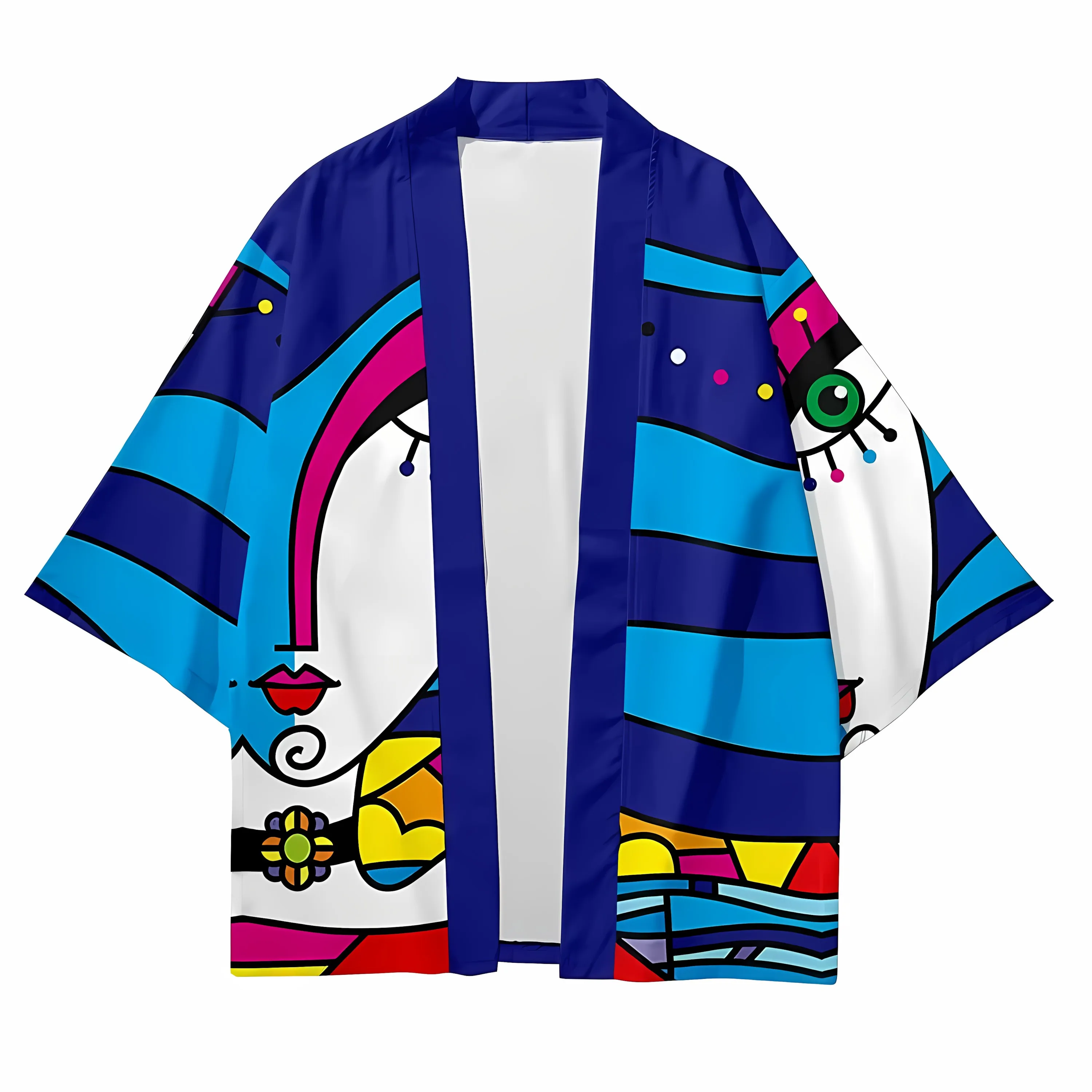2026 Summer New Men's Kimono with 3D Pattern Print for Street Casual Fashion Comfortable Soft Breathable