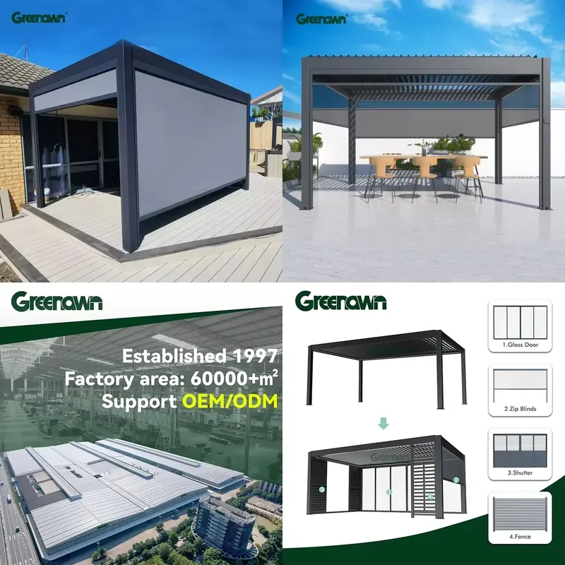 2026 Modern Automatic Gazebo Bioclimatica Pergola Aluminium Louvred Roof Patio Cover