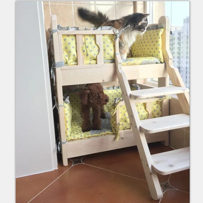 

Kennel teddy pet dog cat dog solid wood dog pet supplies wooden mat bunk