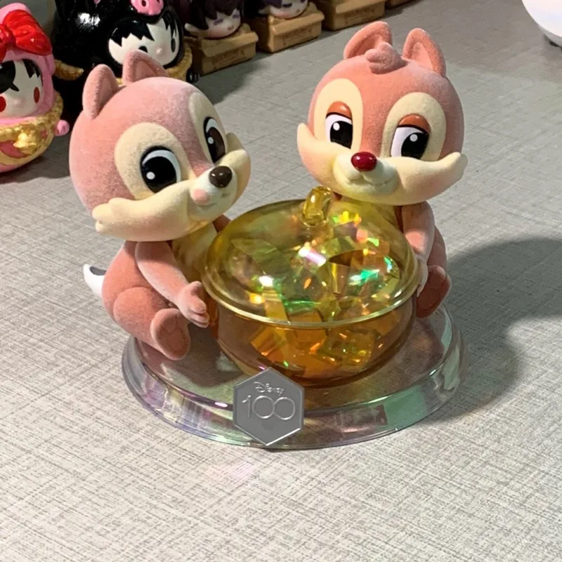 Disney Anniversary 100 Happy Hug Storage Jar Kawaii Stitch Chip 'n' Dale Lotso Anime Action Figure Cartoon For Gift Doll Toy