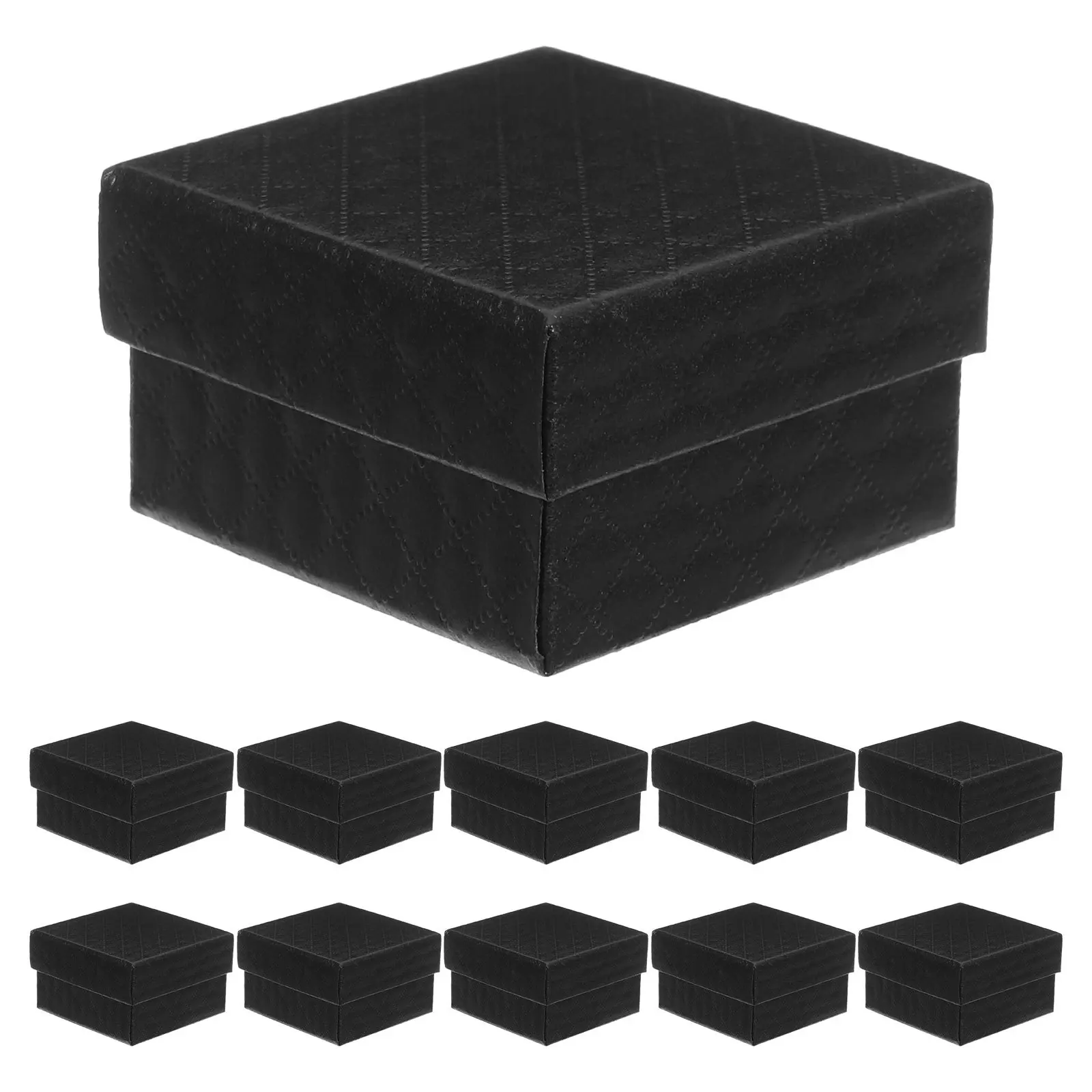 24Pcs Black Patterned Jewelry Boxes Square Cardboard Present Boxes Small Jewelry Organizer Case for Travel Rings Earrings