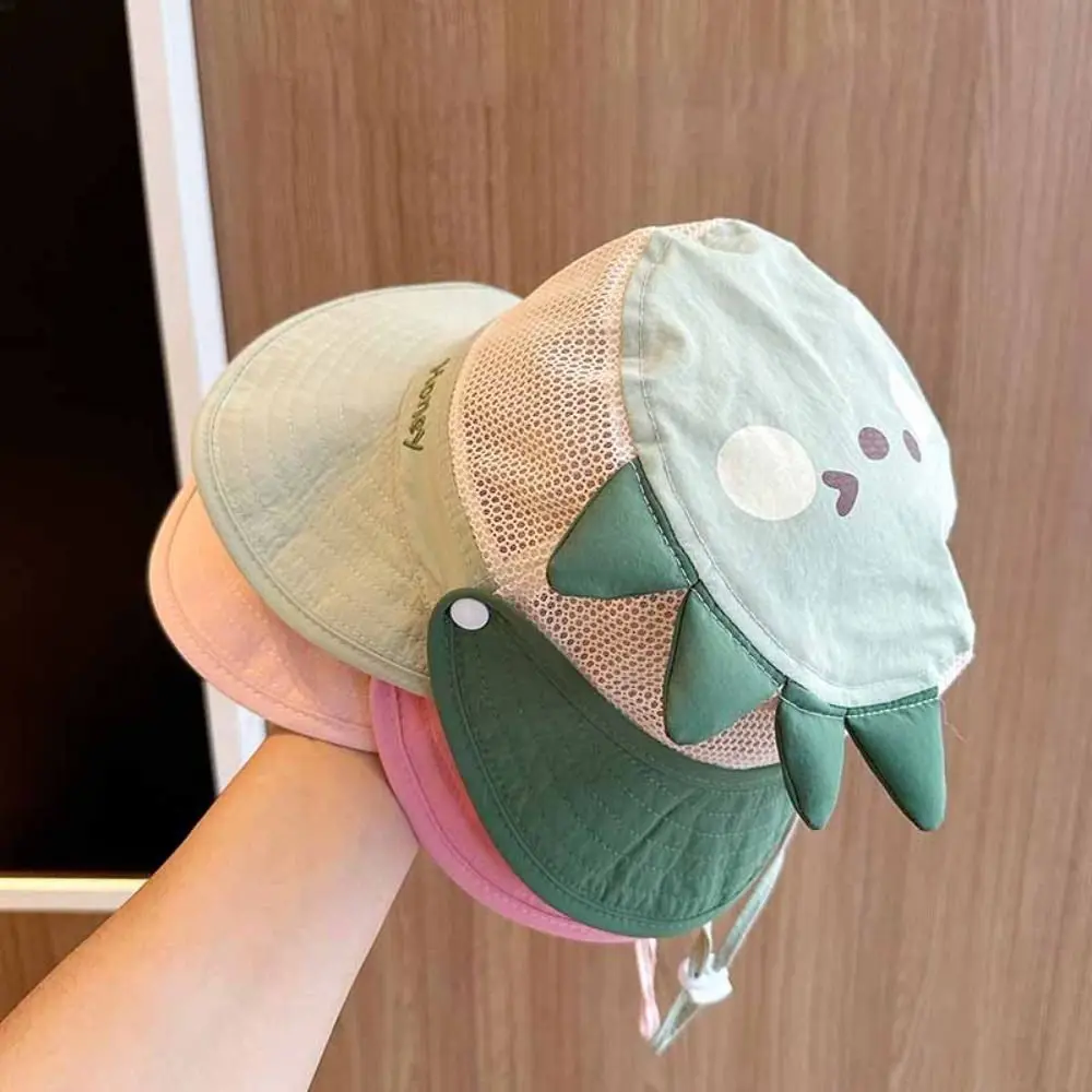 

Quick-dry Cartoon Animal Bucket Hat Letter Embroidery Shading Hat Summer Kid Sunhat Detachable Anti-UV Sun Hat
