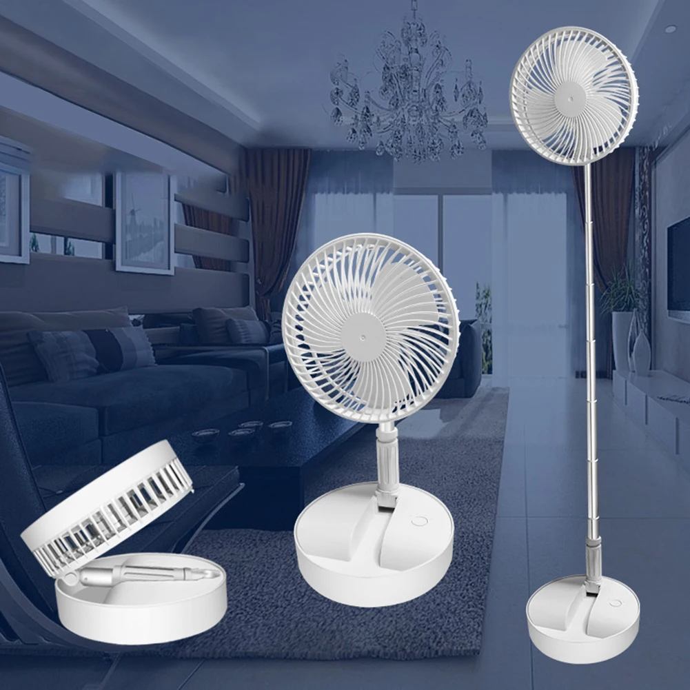 USB Rechargeable Folding Telescopic Floor Fan Mini Summer Mute Silent Student Desktop Table Fan for Office Bedroom Cooler