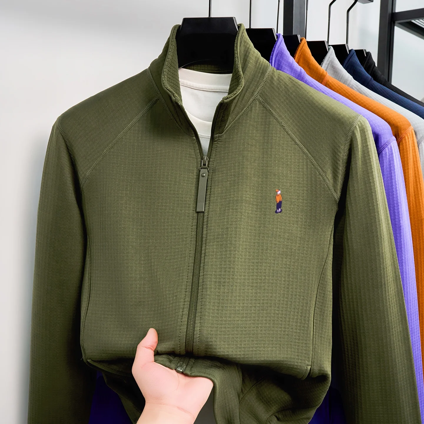 High end Brand autumn trend jacket men's new casual zipper luxury cartoon character embroidery stand collar comfort pocket coat
