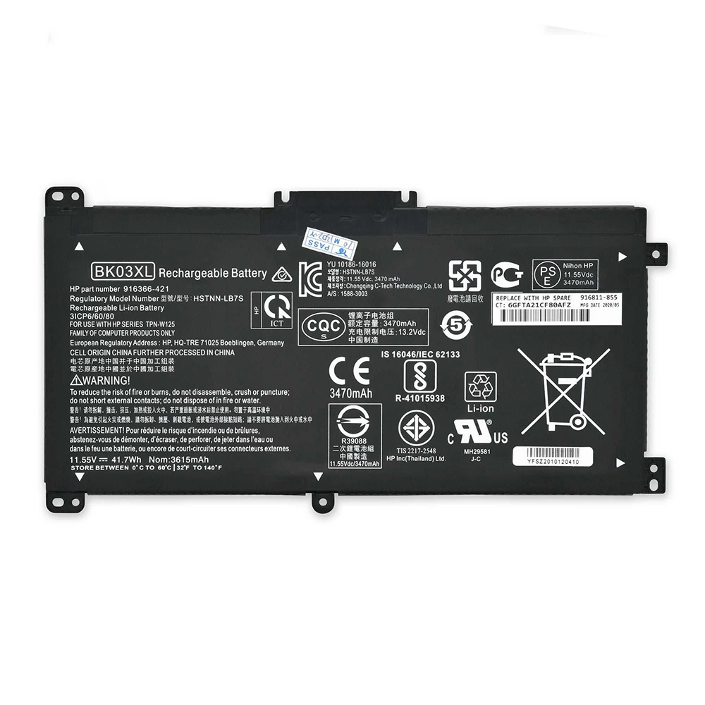 Imagem -04 - Bateria Genuína do Portátil para hp Pavilion Bateria Original Novo Hstnn-lb7s Bk03xl 11.55v 58.7 wh 14m 14m