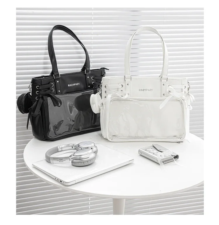 Bandage Bow Ita Bag High Capacity Underarm Sac Femme Sweet Girl Transparent Bolsos Mujer Shoulder Bags for Woman Square Bolso