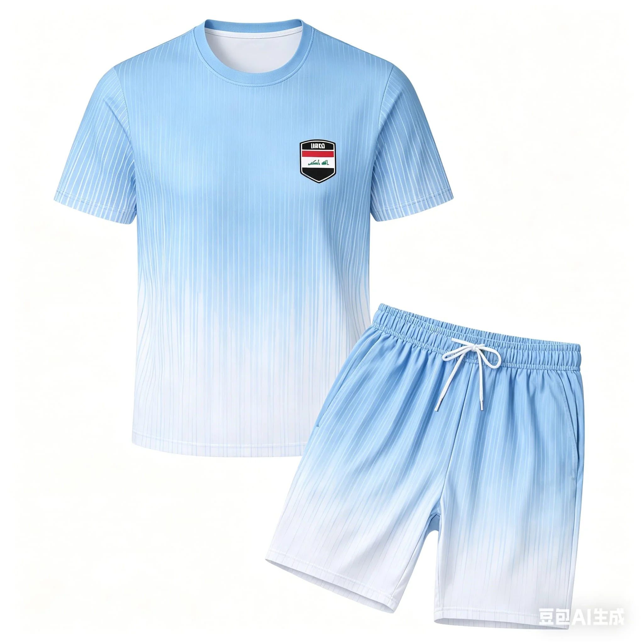 

Iraq Style 2026 Special Fan Jersey Set, Green Flag Print Soccer Shirt Set, Lightweight Breathable Sports Top for Men