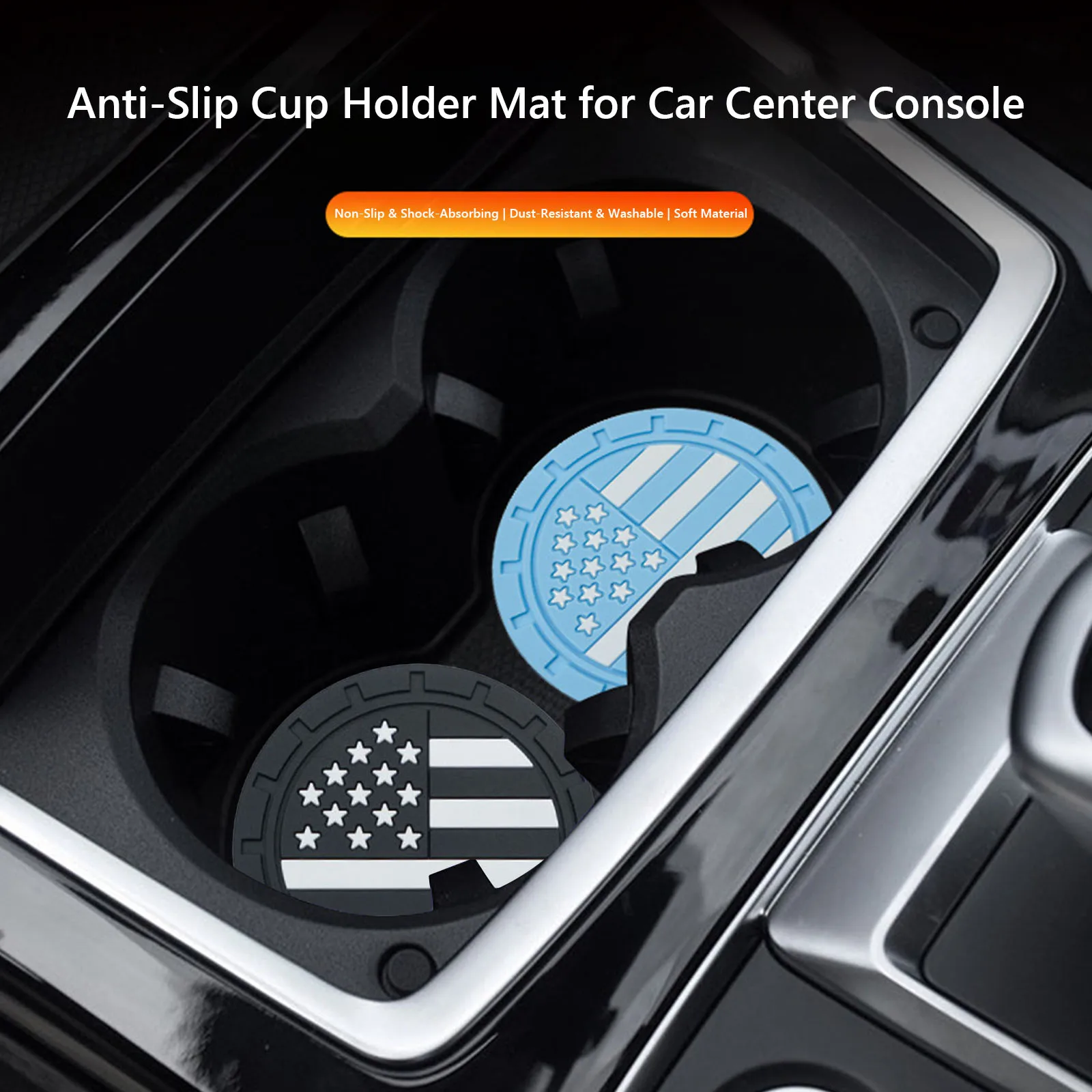 2pcs Car Cup Holder Coasters with American Flag Pattern Anti Slip Shockproof Drink Mat Vehicle Interior Decor Accessories - view 5