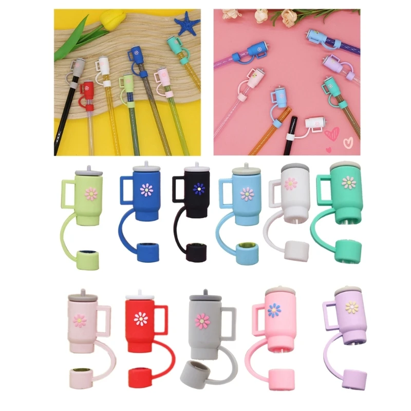 Tappi in silicone flessibili con motivo floreale per cannucce da 10 mm Tappi cannuccia riutilizzabili riutilizzabili in