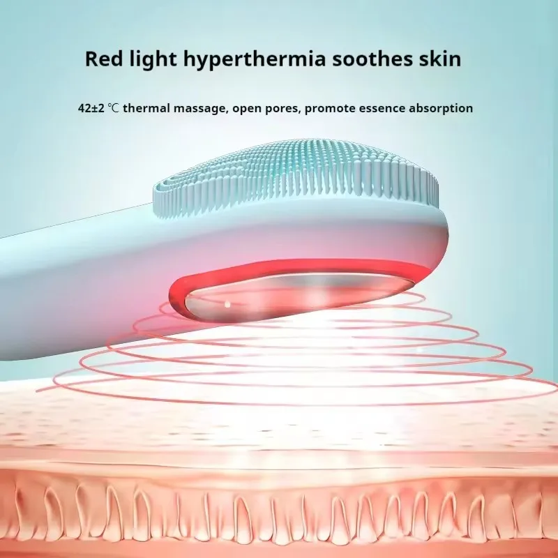 แปรงขัดหน้าซิลิโคนไฟฟ้า แปรงทำความสะอาดผิวหน้าแบบร้อนและเย็น กันน้ำ ชาร์จซ้ำได้ เครื่องทำความสะอาดผิวหน้าอัลตราโซนิก อุปกรณ์ดูแลผิว