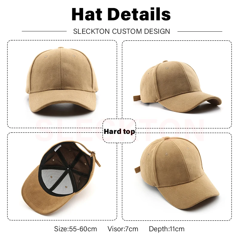 SLECKTON DIY Custom Embroidery Caps Fashion Suede Baseball Cap for Women and Men Brand LOGO Design Print Hats Unisex Wholesale