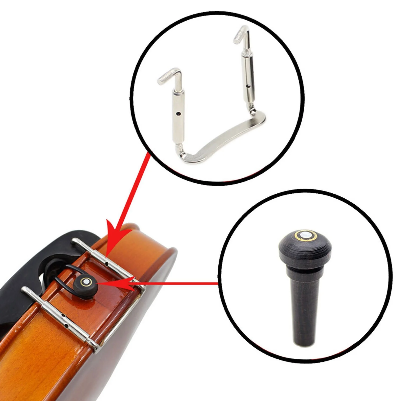 15Pcs Violin Accessory Tailpiece Chin Rest Tuning Peg Fine Tuner Tail Rope Set Kit