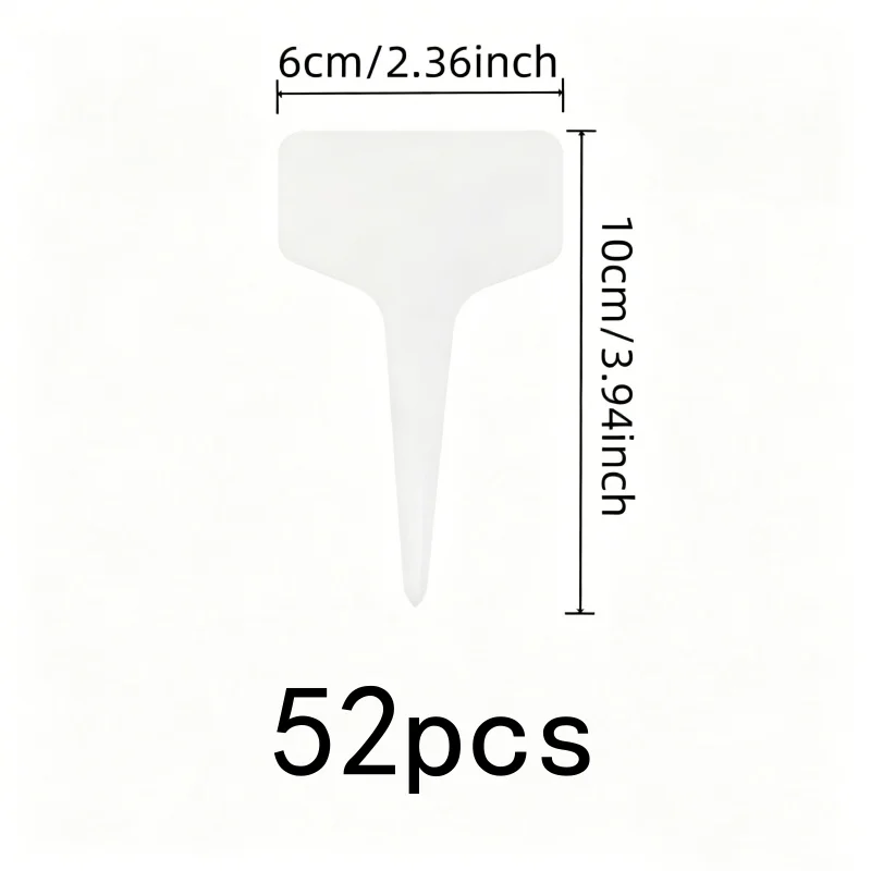 52 pcs Nursery Plant Signs, Easy Insert Into Soil, suitable for Greenhouse Plant Labeling, White T-Shape Design