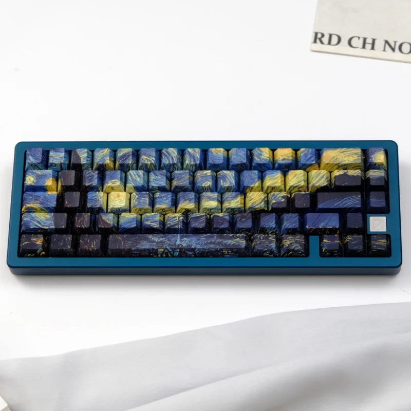 129 Keys Starry Night Side Engraved Transparent Key Cap PBT Cherry Profile Thermal Sublimation Mechanical Keyboard Cap