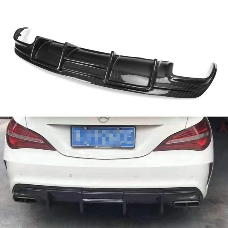 Carbon Fiber Rear Lip Diffuser Spoiler For Mercedes Benz W117 CLA200 CLA250 CLA260 CLA45 2013-2019 Back Bumper Guard