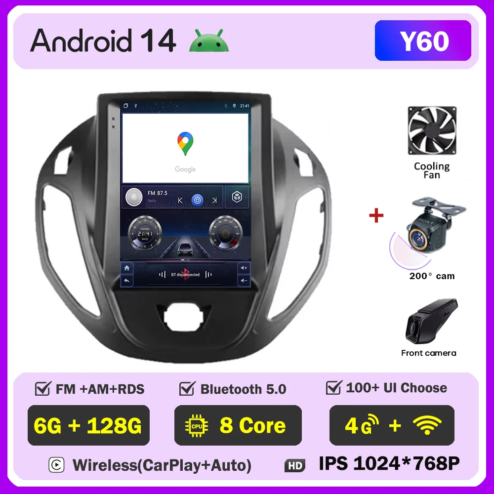 Android Auto Radio Voor Ford B-Max Transit Courier Tourneo 2012-2018 Carplay Navigatie GPS Carplay Multimedia Speler Geen 2din