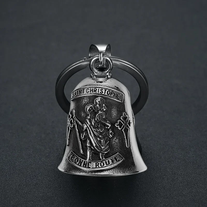 LLavero de estatua de San Cristóbal católico Vintage para hombres, joyería Punk para montar en motocicleta, Rock, exorcista