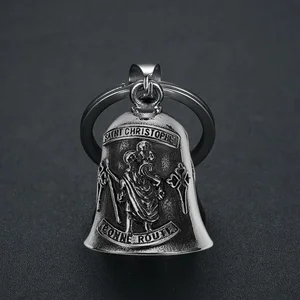 Estátua de São Cristóvão Chaveiro para homens, punk católico vintage, rocha para motociclismo, jóias exorcismo 8 principais vendas chaveiro de são cristovão - №4