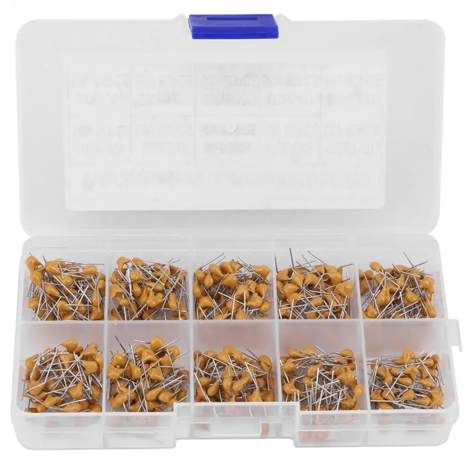 A34M-500Pcs 10 Values 10PF-680PF Monolithic Capacitor Assorted Kit