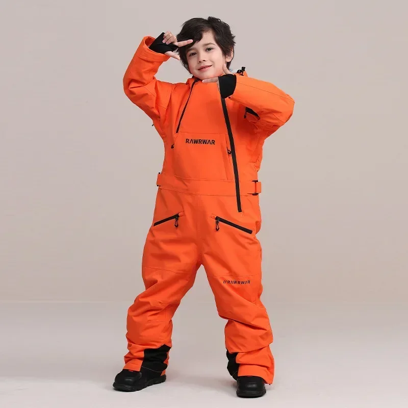 2024 Hooded Warm Girls Snowboard Winter One Piece Kids Ski Suit Overalls Windproof Waterproof Boys Jumpsuits Mountain Clothes