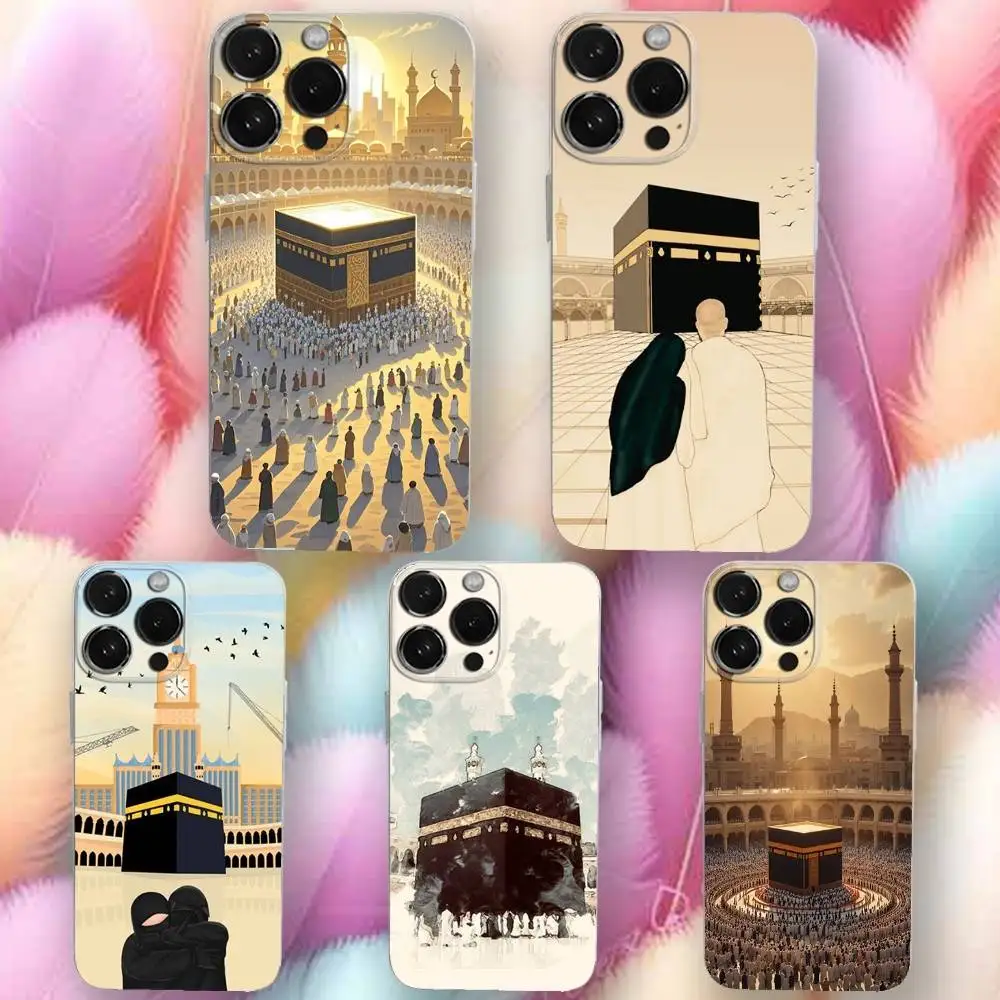 

Moslem and Kaabas Phone Case For iPhone 16,se4,15,14,13,12,11 Plus,Pro,Max,XR,XS,X,Plus,SE,Mini Transparent Soft Cover
