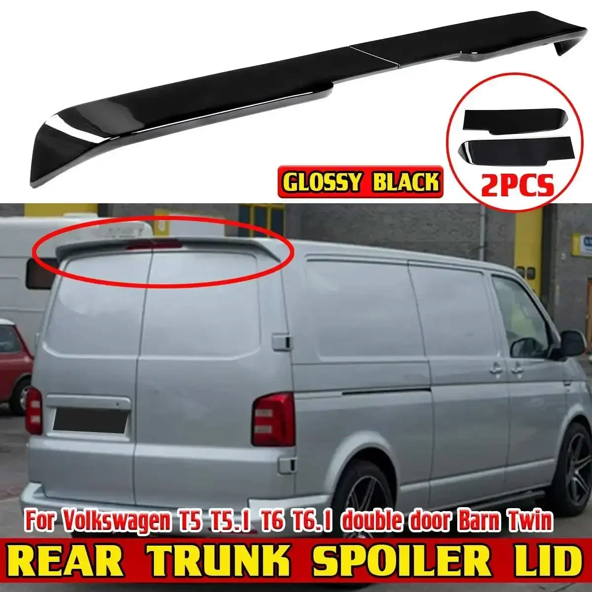 

High Qiality 2x Car Rear Spoiler Lip Wing For Volkswagen For VW T5 T5.1 T6 T6.1 Double Door Barn Twin Rear Trunk Lip Body Kit