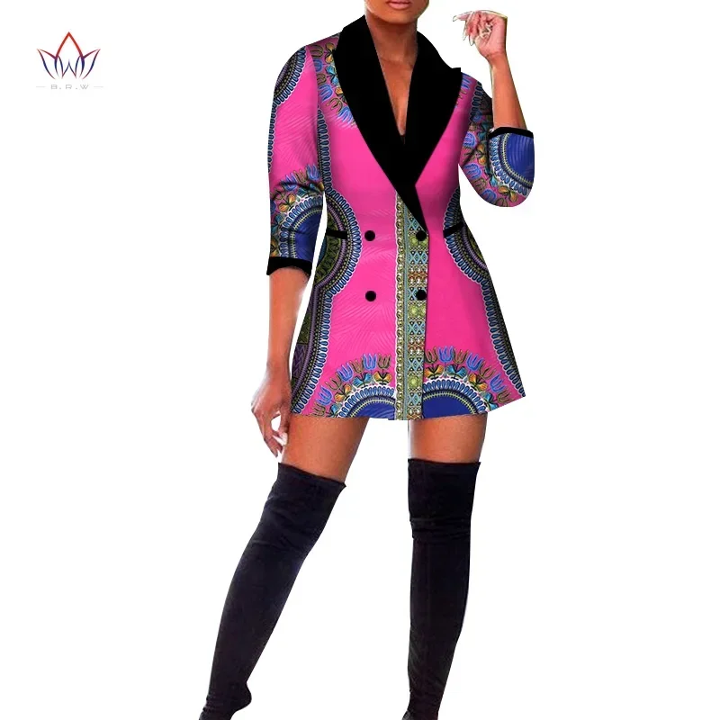 Autumn African Trench Coat for Women  African Clothing Africa Print Blazer Outfits Dashiki Office Outwear Clothing WY5804