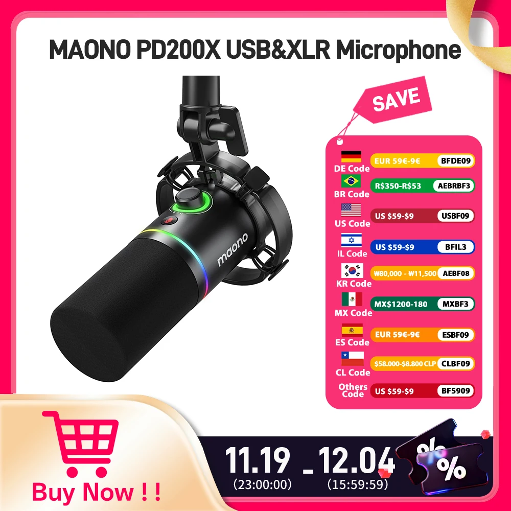 

Maono XLR USB Динамический микрофон для игр, записи потокового видео Youtube металлический микрофон с программным обеспечением Tap-to-Mute регулятор усиления PD200X