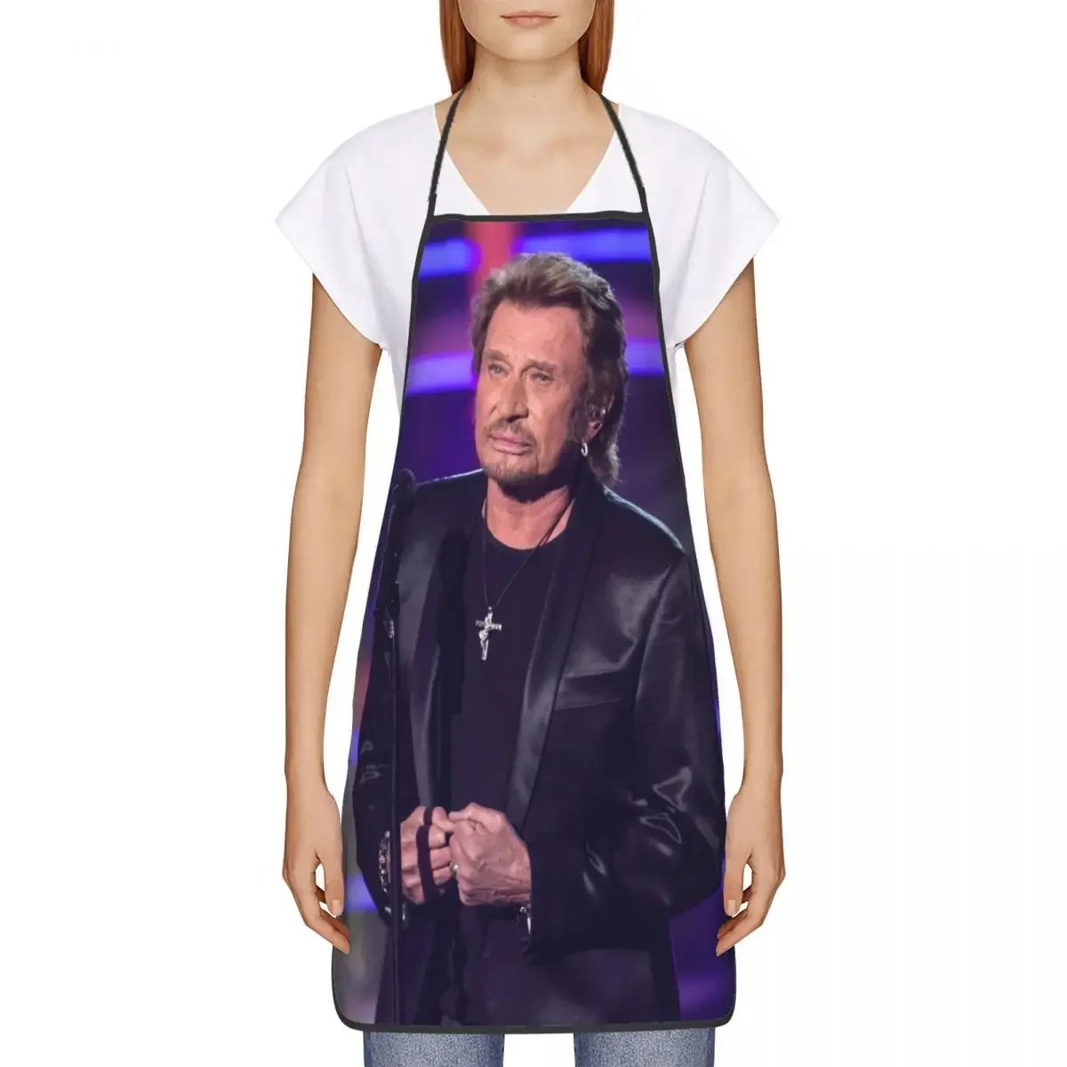 Unisex Johnny Hallyday Kitchen Chef Cooking Baking Apron Men Women Rock Music French Singer Tablier Cuisine for Painting