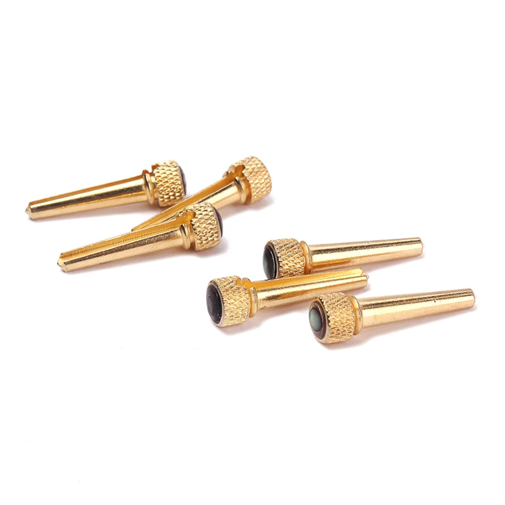

6Pcs Tone Brass Bridge Pin Set Abalone Inlay Acoustic Guitar Replacement Parts Increase Clarity Sustain Brightness