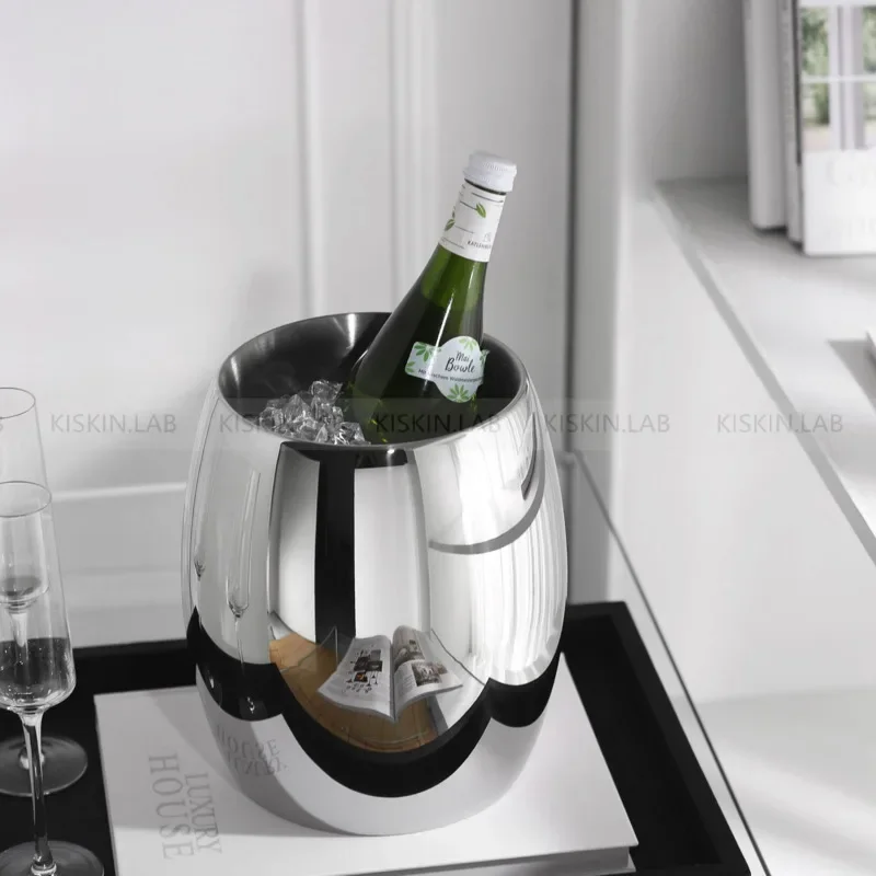 European Style Home Refrigerator Ice Bucket Bar Web Celebrity Stainless Steel Ice Cubes Commercial Creative Champagne Bucket