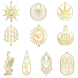 3pcs Golden Metal Tassels Star Moon DIY Trendy Charms Art Line Earring Women Jewelry Making Stainless Steel Pendant Accessories