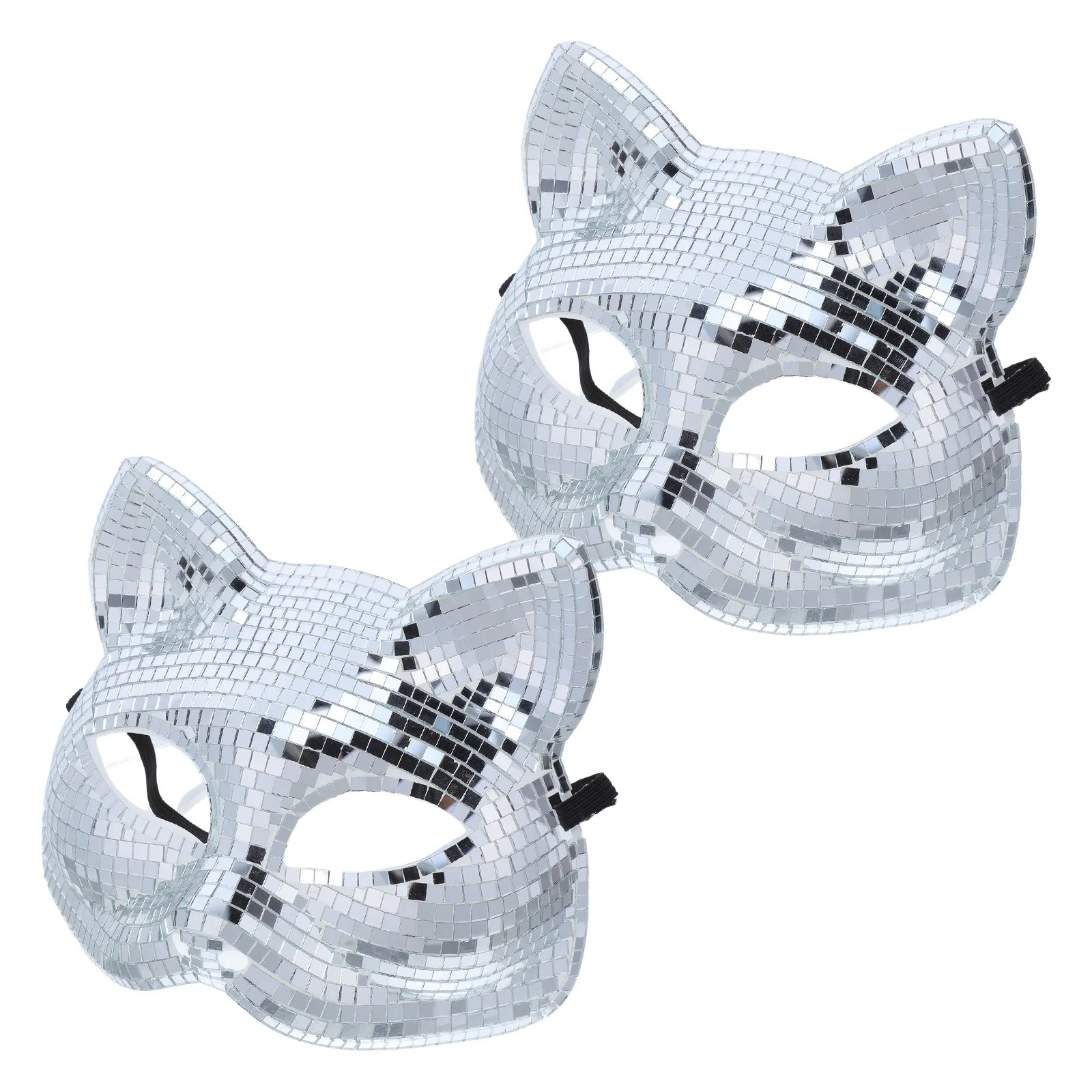 

2pcs Face Mask Mirrored Sequins Full Face Cover Vintage Venetian Masquerade Carnival Party Costume For Adults -