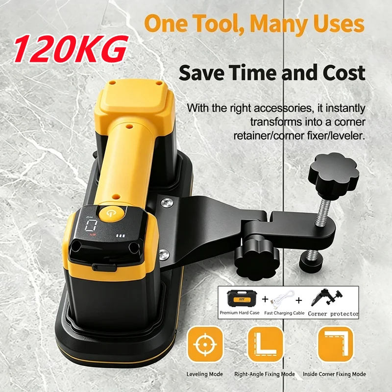 Intelligent Display Industrial Grade Electric Vacuum Suction Cup 120KG Load Heavy Duty Granite Tile Glas Lifter For Construction