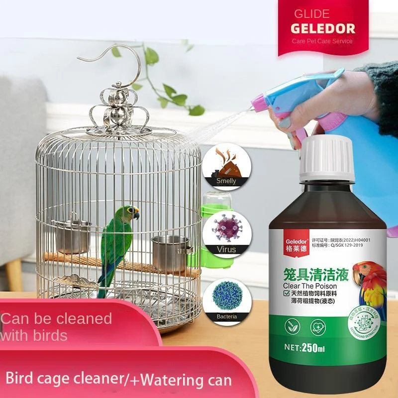 Bird cage special cleaning solution spray Mynah grackle Wenbird cockatoo insect repellent for birds deodorant cleaner   250ml