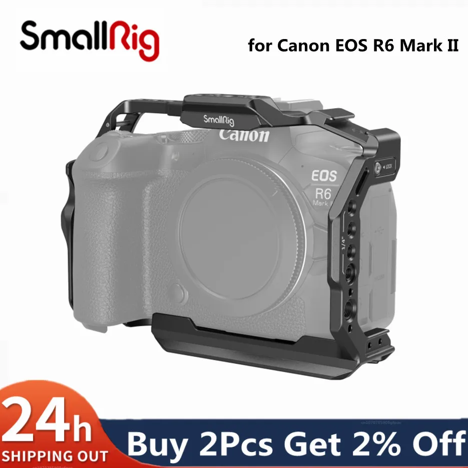 قفص صغير مع ثقوب مثبتة على الأحذية الباردة لكانون EOS R6 Mark II 4159