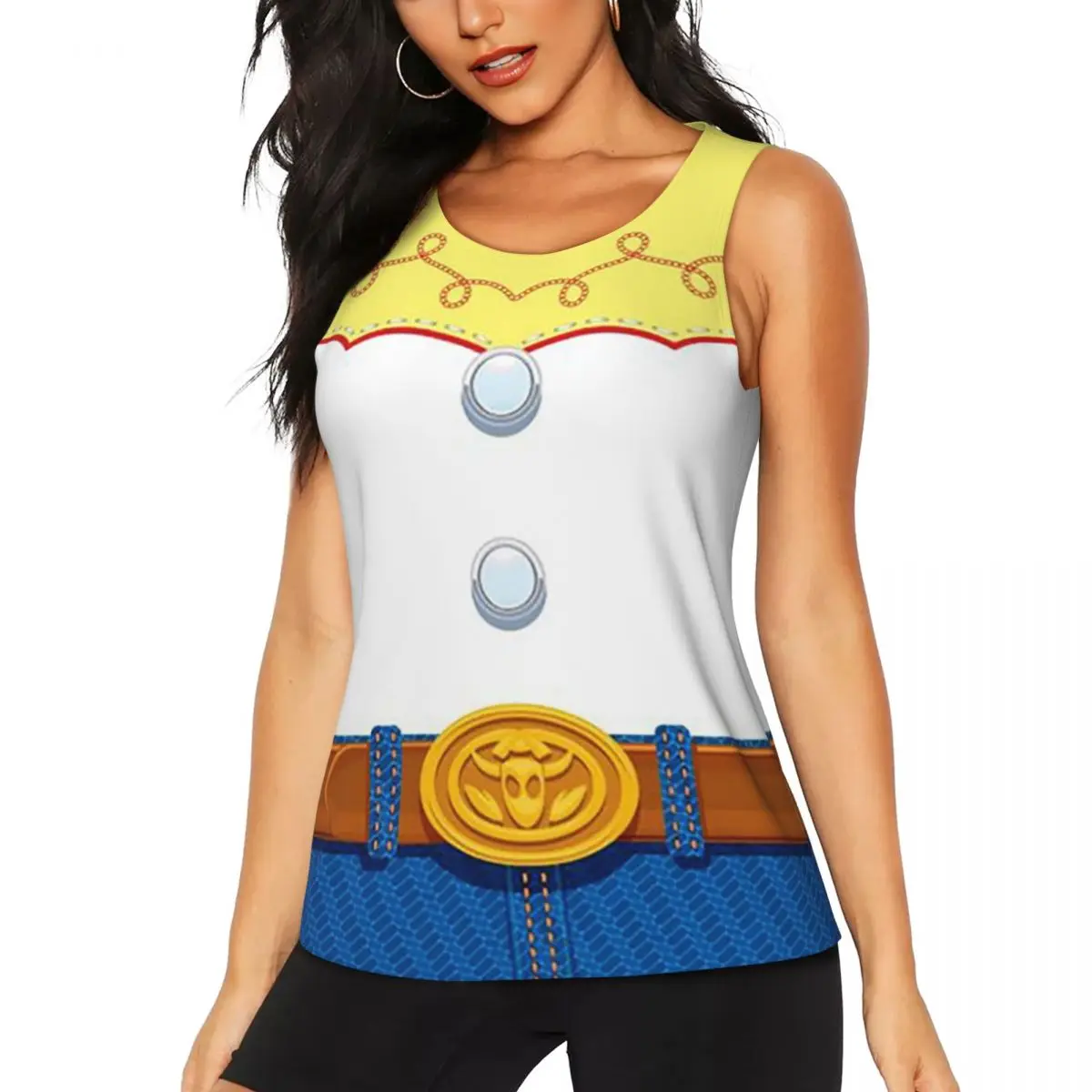 Custom Toy Story Jessie's Cowgirl Outfit Yoga Shirts Women's Workout Gym Tank Tops