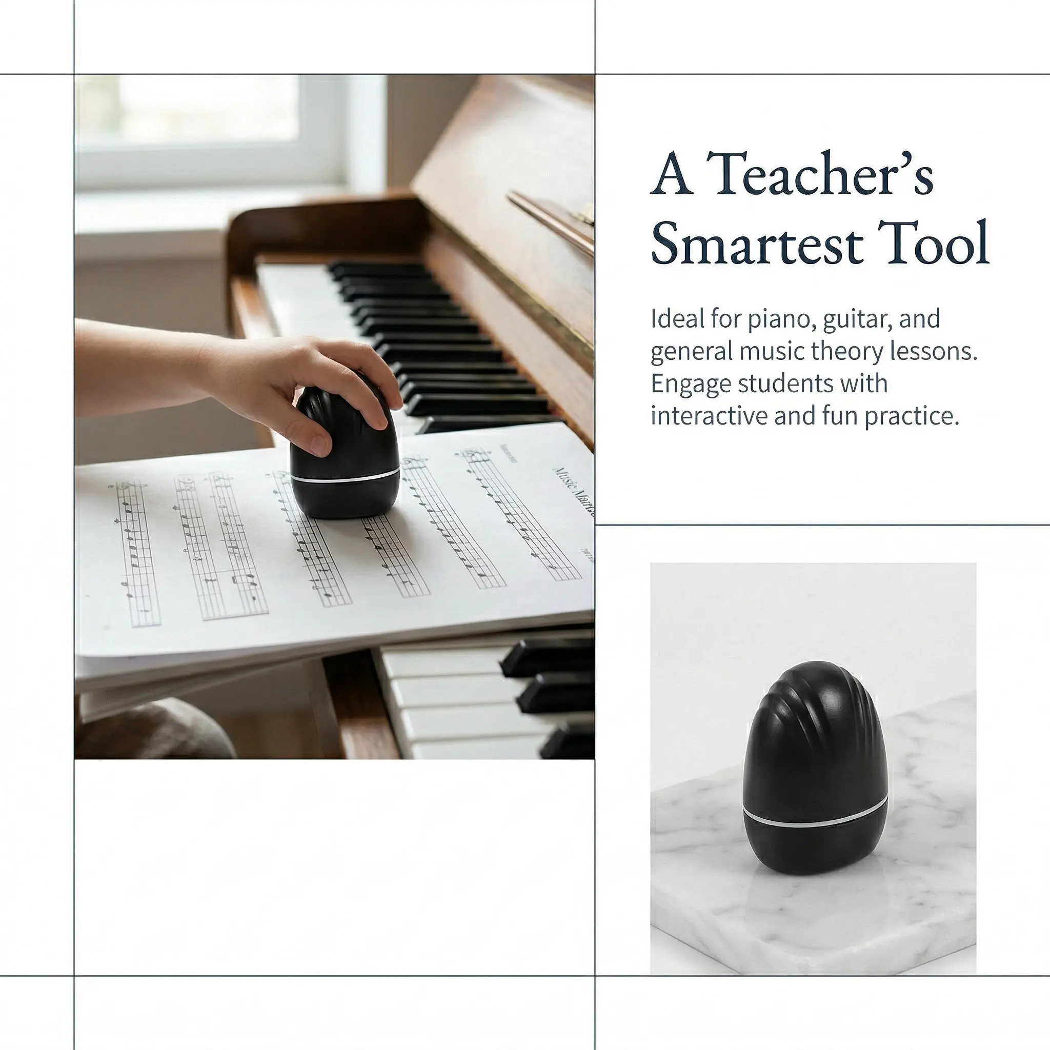 Compact Five-Line Rolling Stamp Self-Inking Music Notation Tool for Teachers Students Classroom Home Practice Music Theory