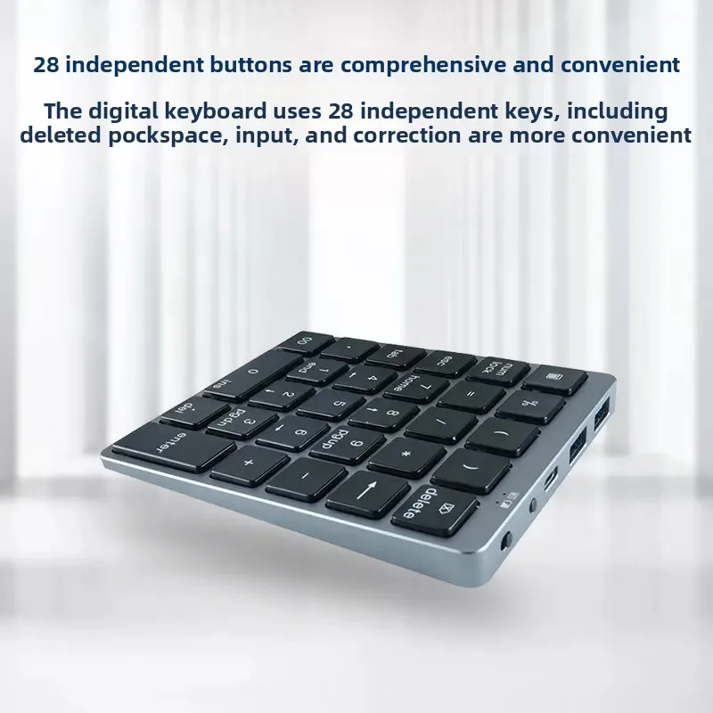 Lightweight Aluminum Alloy Digital Keyboard 28 Keys Rechargeable External Computer Office Keyboard from China