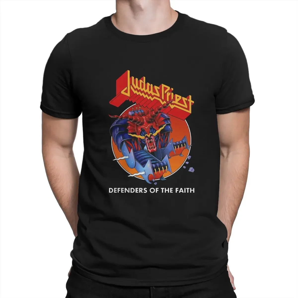 JD.1 Grendbok Heavy Metal Men's T Shirts Judas  Rock Priest Vintage Tee Shirt Short Sleeve Round Neck T-Shirt Cotton