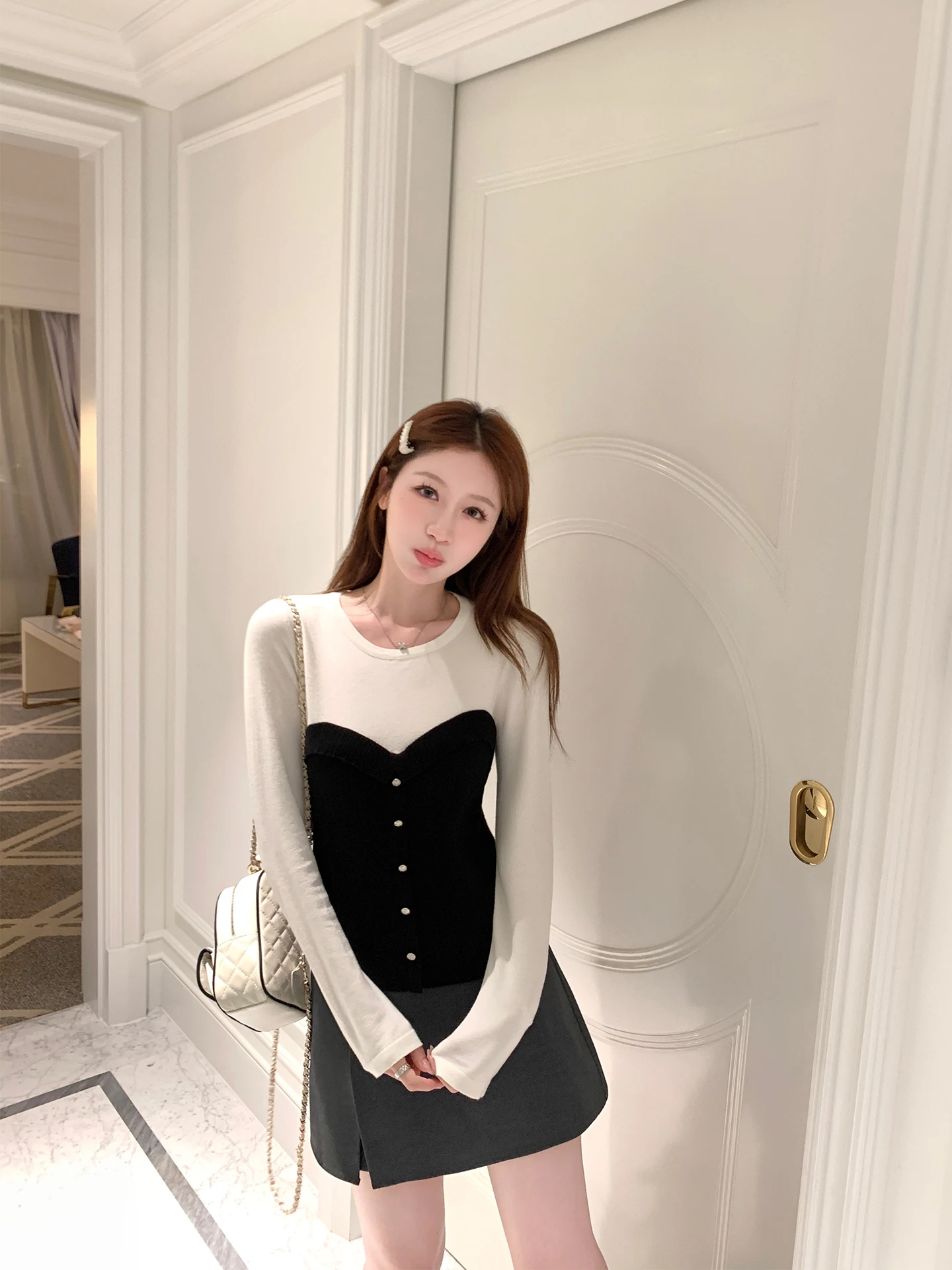 

YANUOYU Slim Fit Knitted Sweater Long Sve Color Blo Korean Sle Faionable Women's Commute Wear Polyester Blend