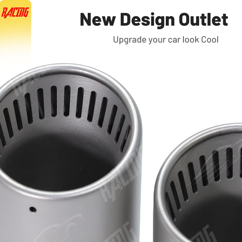 Sistema de escape universal para coche, accesorios para coche, doble punta, tubos de escape de acero inoxidable mate para modificar el boquilla para silenciador, 1 Uds.