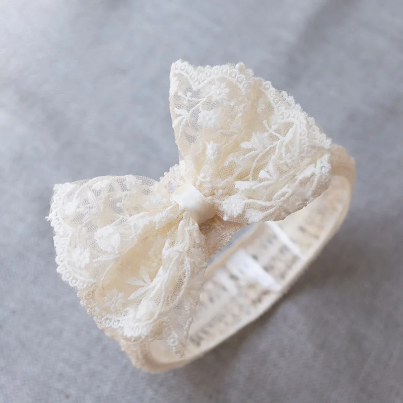 Sweet Lace Bow Baby Girl Headbands For Newborn Baby White Bowknot Hair Band Elastic Infant Hairband Hair Accessories