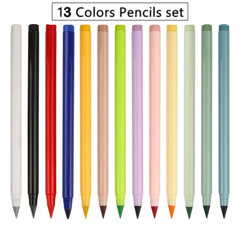 12 Color Pencil Set Cute Drawing Pencil Refill Unlimited Writing Pencils Eternal Erasable Pencil School Art Supplies Stationery