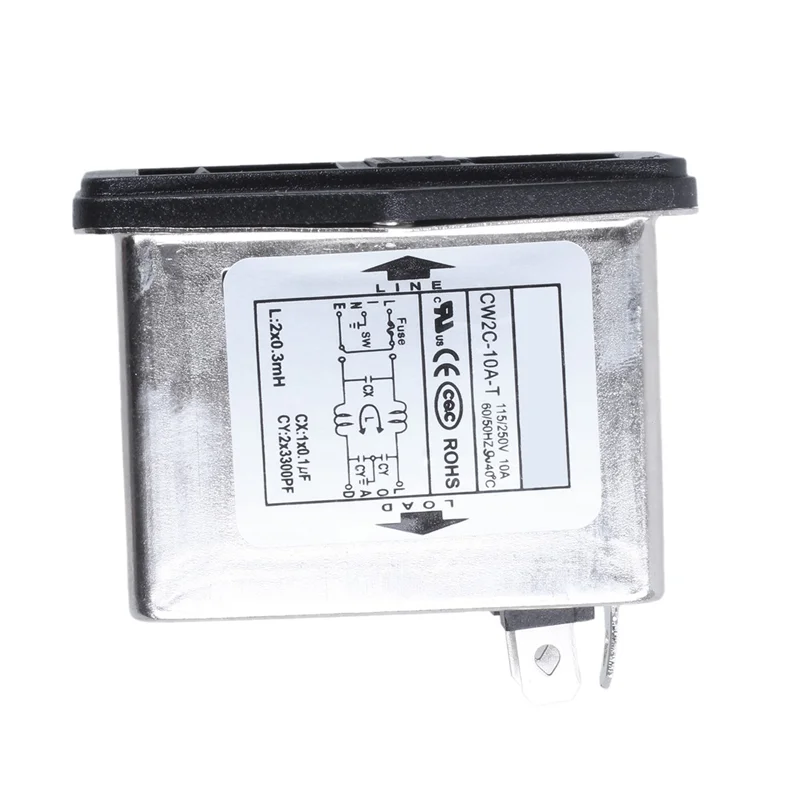 ELECT-3X Lötösenklemmen IEC 320C14 EMI-Filter + Bootsschalter + Sicherungshalter