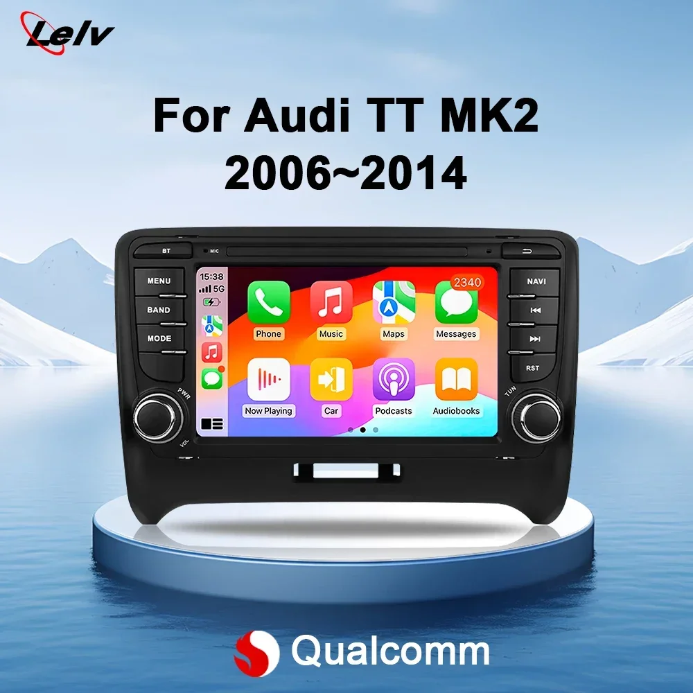 LELV 7” Android 13 Car Radio For Audi TT MK2 8J 2006~2014 Multimedia Player Carplay Auto Stereo 4G Navigation GPS DSP WiFi BT